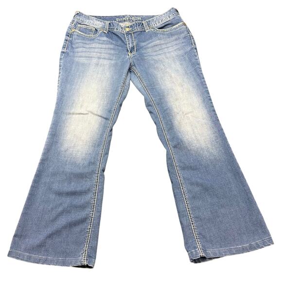 Rhythm in Blues Embroidered Pockets Stretch Blue Jeans Size 14 Reg‎ *(36x29)* - Picture 1 of 13